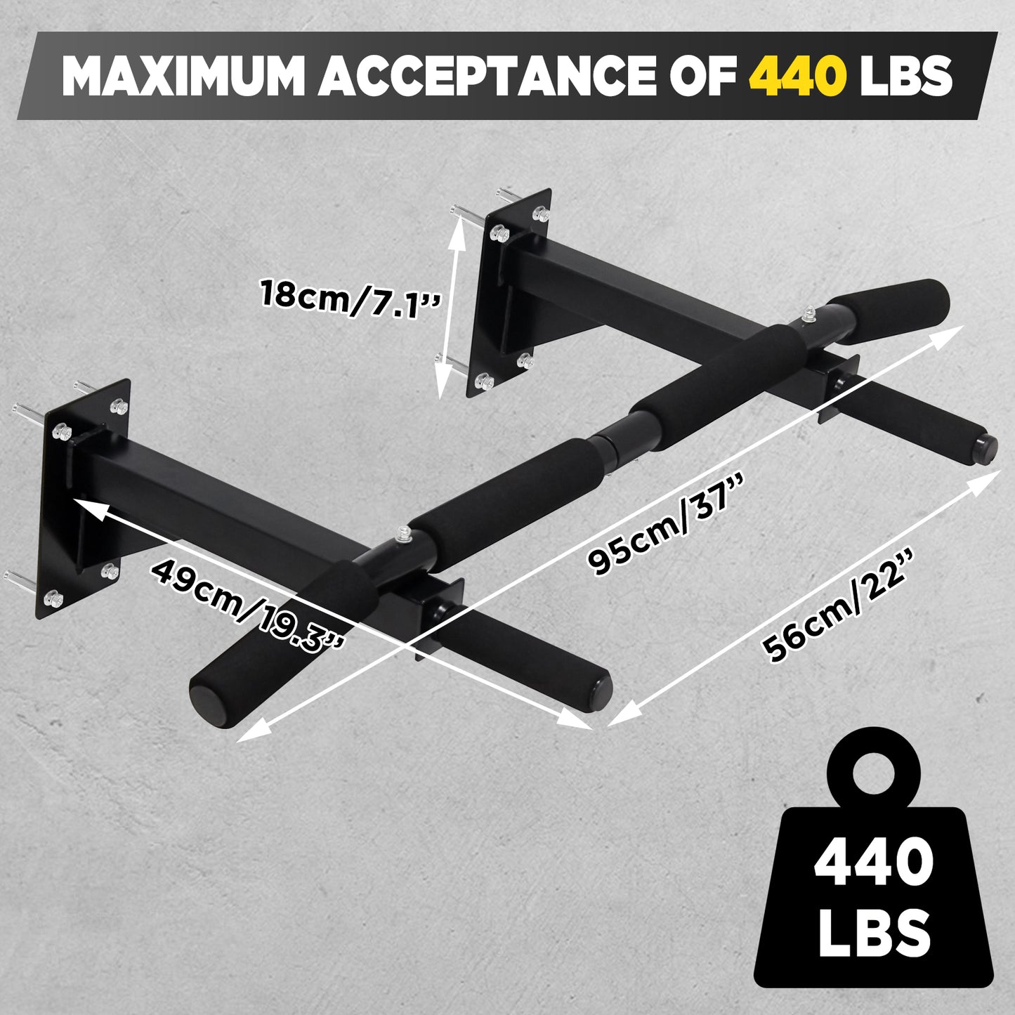 GRANDMA SHARK Pull Up Bars, Wall Mounted Pull Up Bar, Chin Up Bar, Multi Gyms for Home, Strength Training Equipment (Max Load 200kg)