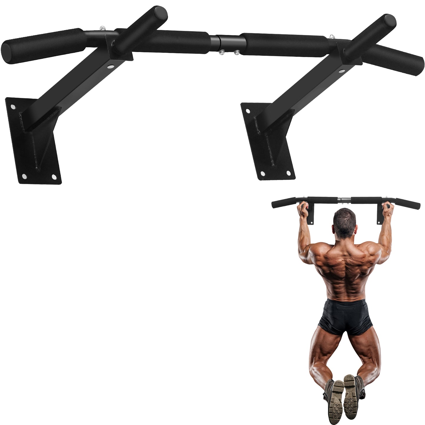GRANDMA SHARK Pull Up Bars, Wall Mounted Pull Up Bar, Chin Up Bar, Multi Gyms for Home, Strength Training Equipment (Max Load 200kg)