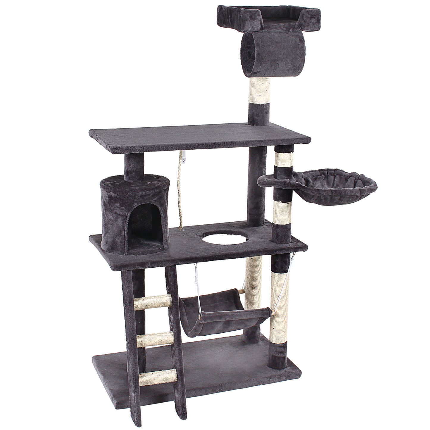 GRANDMA SHARK Cat Tree Tower - 75x40x143cm - Black