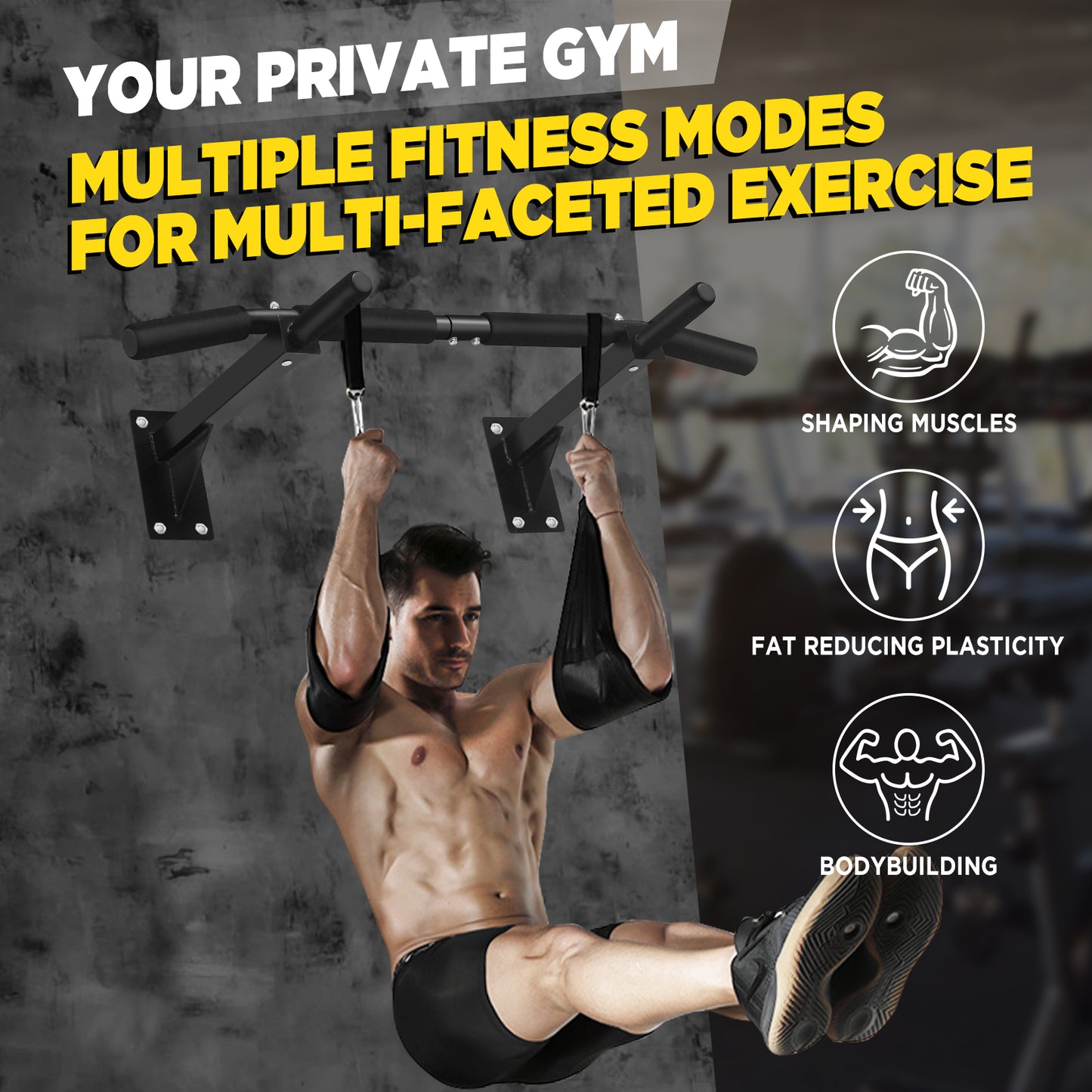 GRANDMA SHARK Pull Up Bars, Wall Mounted Pull Up Bar, Chin Up Bar, Multi Gyms for Home, Strength Training Equipment (Max Load 200kg)
