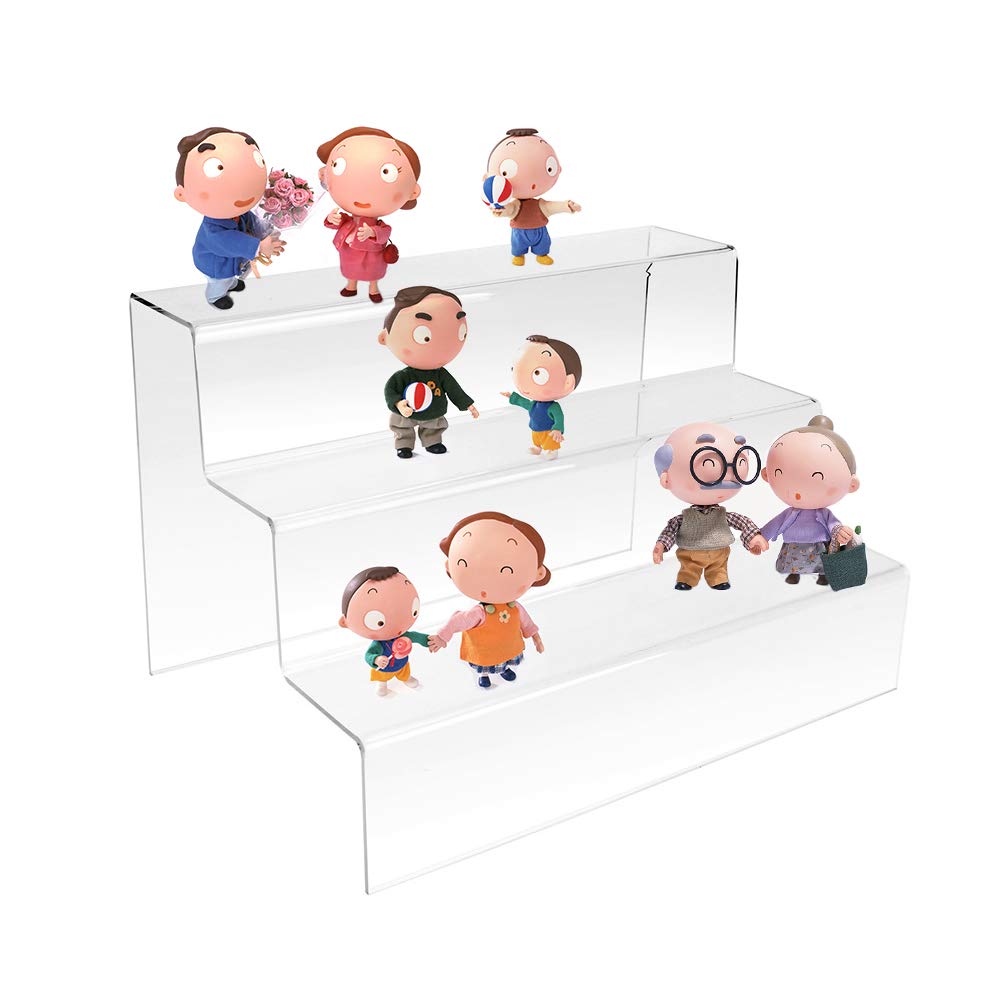 3 Step Acrylic Display Stand Counter Retail Riser Polish Plinth ,2 PACK(200 * 200 * 200mm)