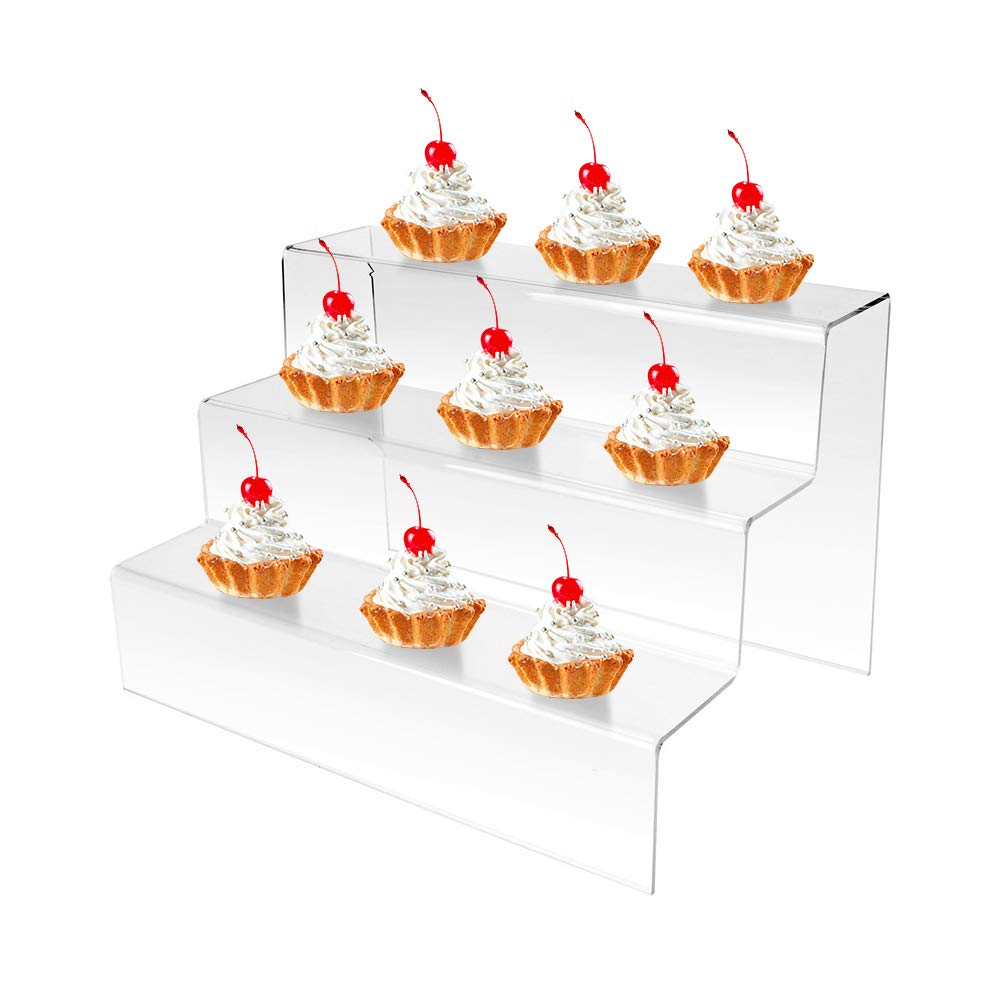 3 Step Acrylic Display Stand Counter Retail Riser Polish Plinth ,2 PACK(200 * 200 * 200mm)