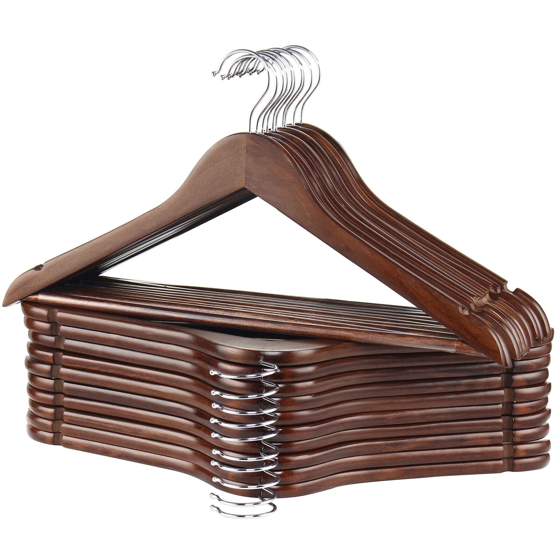 GRANDMA SHARK 20-Pack Wooden Coat Hangers - Strong, Non-Slip, 360° Hook Redwine