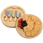 GRANDMA SHARK Cheese Platter Set, Bamboo Cheese Board with 4 Cheese Knives, Fruit Food Board (Round)