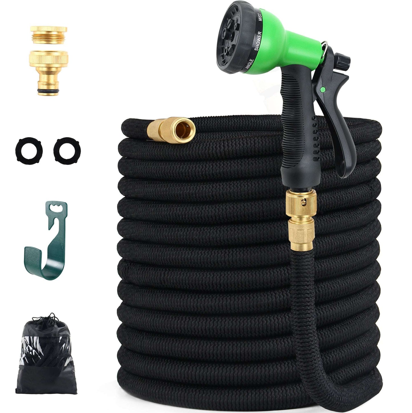 GRANDMA SHARK Upgraded Expandable Garden Hose - Multi-Mode Water Spray Gun, Durable and Flexible 75ft 22m