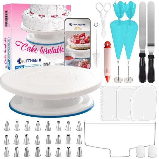 GRANDMA SHARK 11 Inch Cake Turntable and 39 Pcs Cake Decorating Kit
