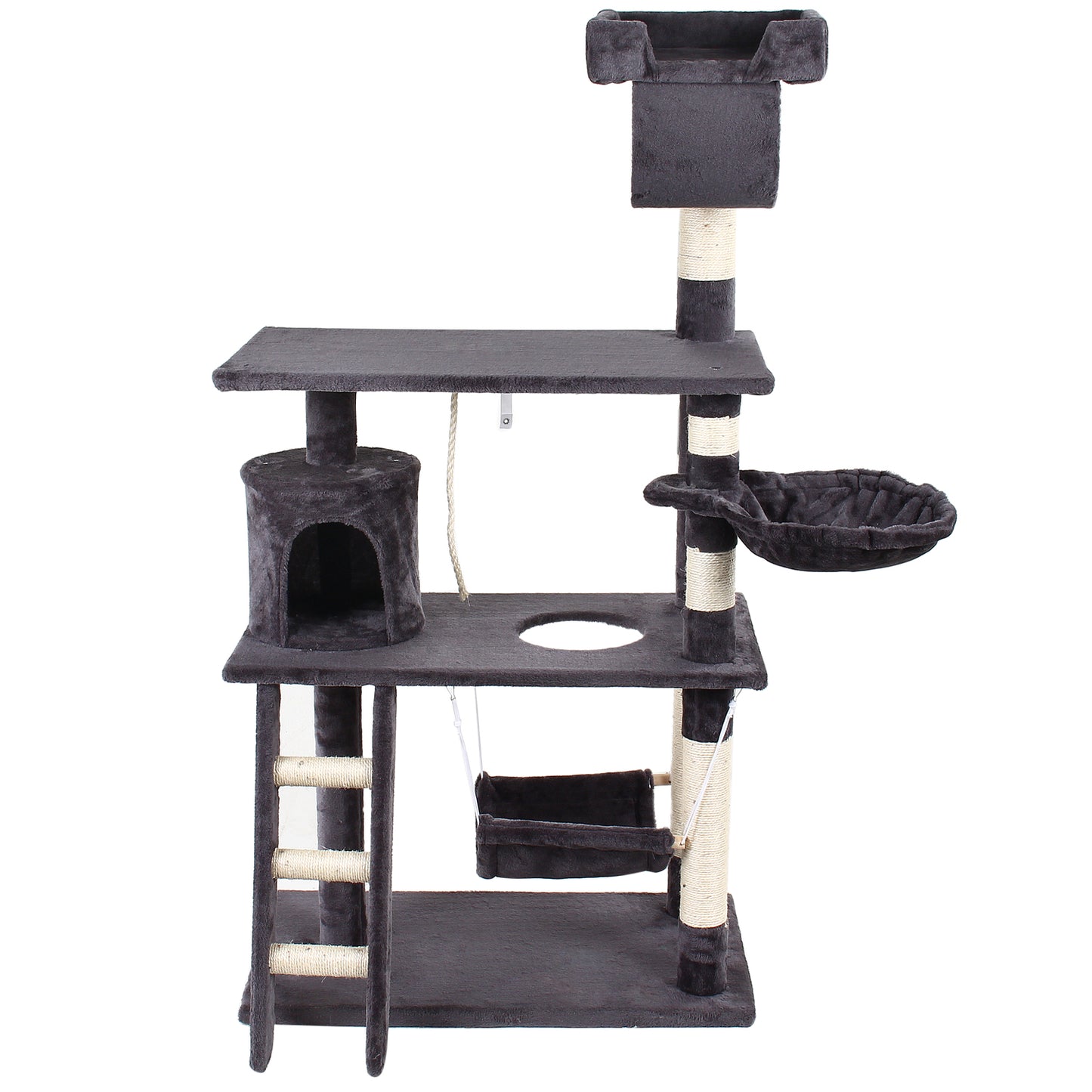 GRANDMA SHARK Cat Tree Tower - 75x40x143cm - Black