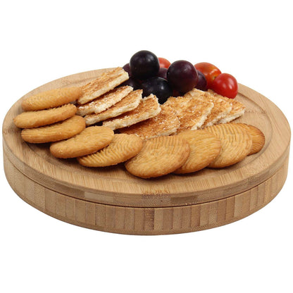 GRANDMA SHARK Cheese Platter Set, Bamboo Cheese Board with 4 Cheese Knives, Fruit Food Board (Round)