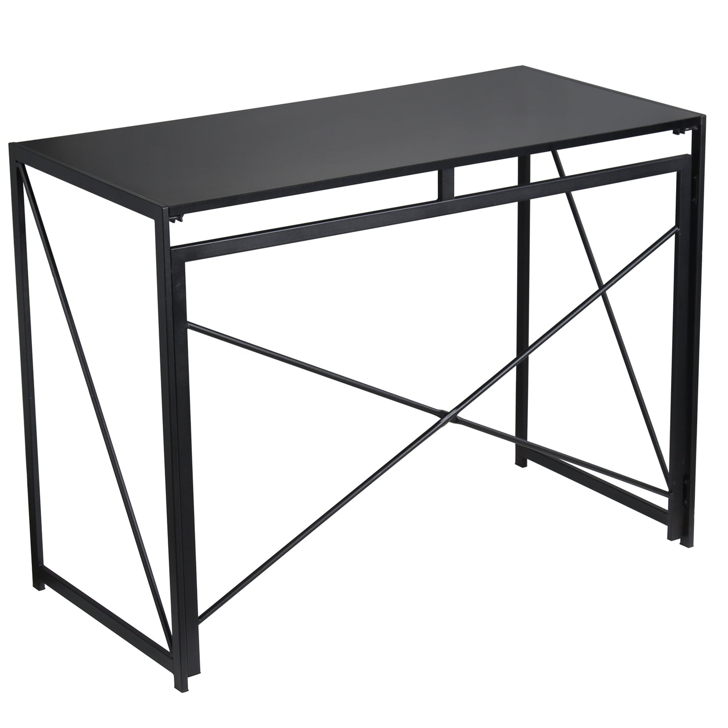 Folding Computer Table, 100x50x75cm Folding Desk Home Office Laptop Desk for Small Spaces Modern Simple Style PC Table Coffee Table Writing Small Desk, Metal Frame, Black