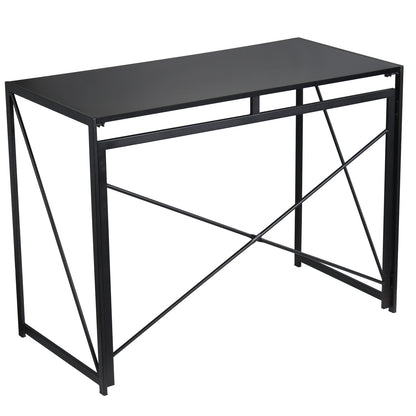 Folding Computer Table, 100x50x75cm Folding Desk Home Office Laptop Desk for Small Spaces Modern Simple Style PC Table Coffee Table Writing Small Desk, Metal Frame, Black