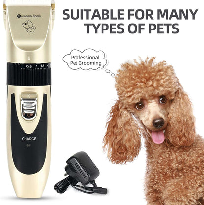 GRANDMA SHARK Professional Dog Grooming Kit - Rechargeable, Cordless, Low Noise