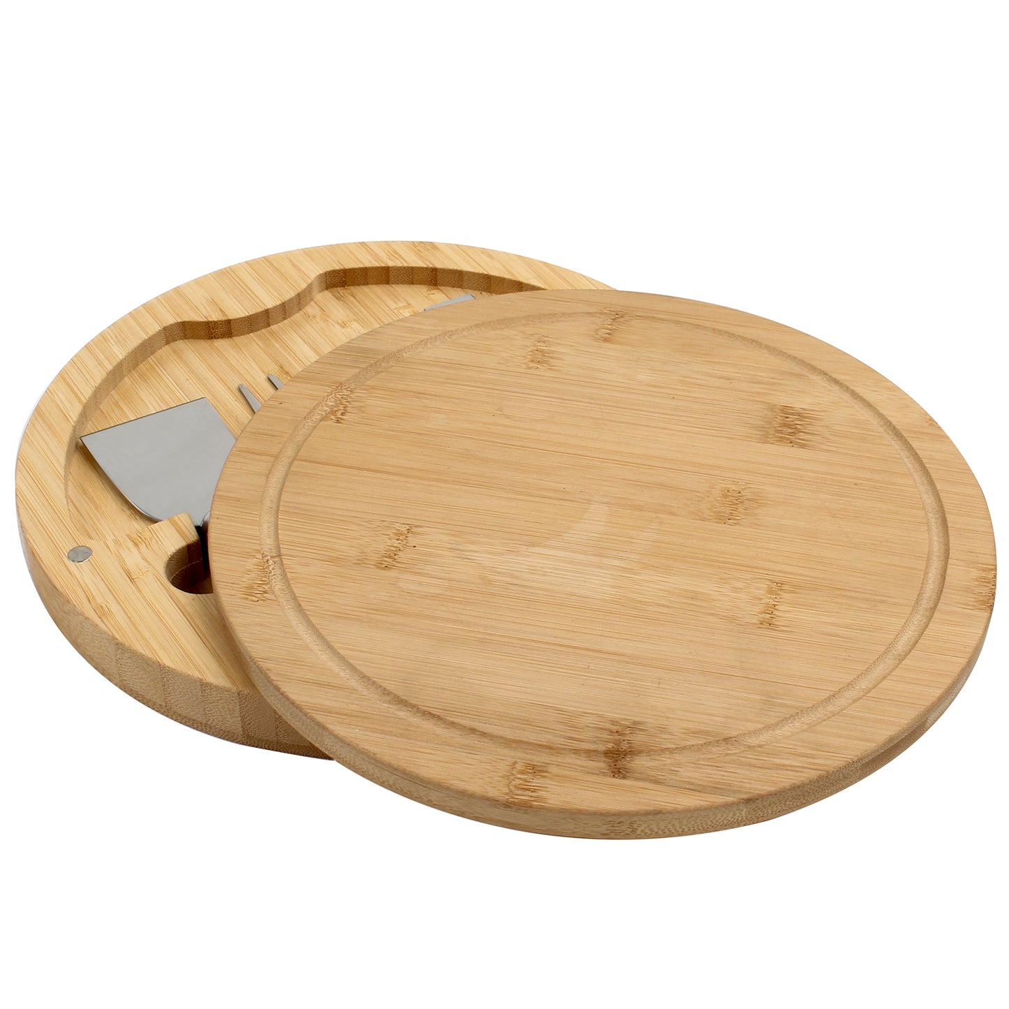 GRANDMA SHARK Cheese Platter Set, Bamboo Cheese Board with 4 Cheese Knives, Fruit Food Board (Round)