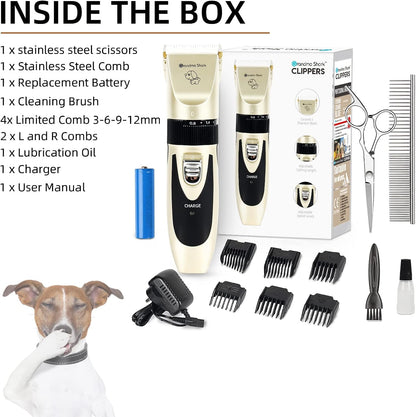 GRANDMA SHARK Professional Dog Grooming Kit - Rechargeable, Cordless, Low Noise