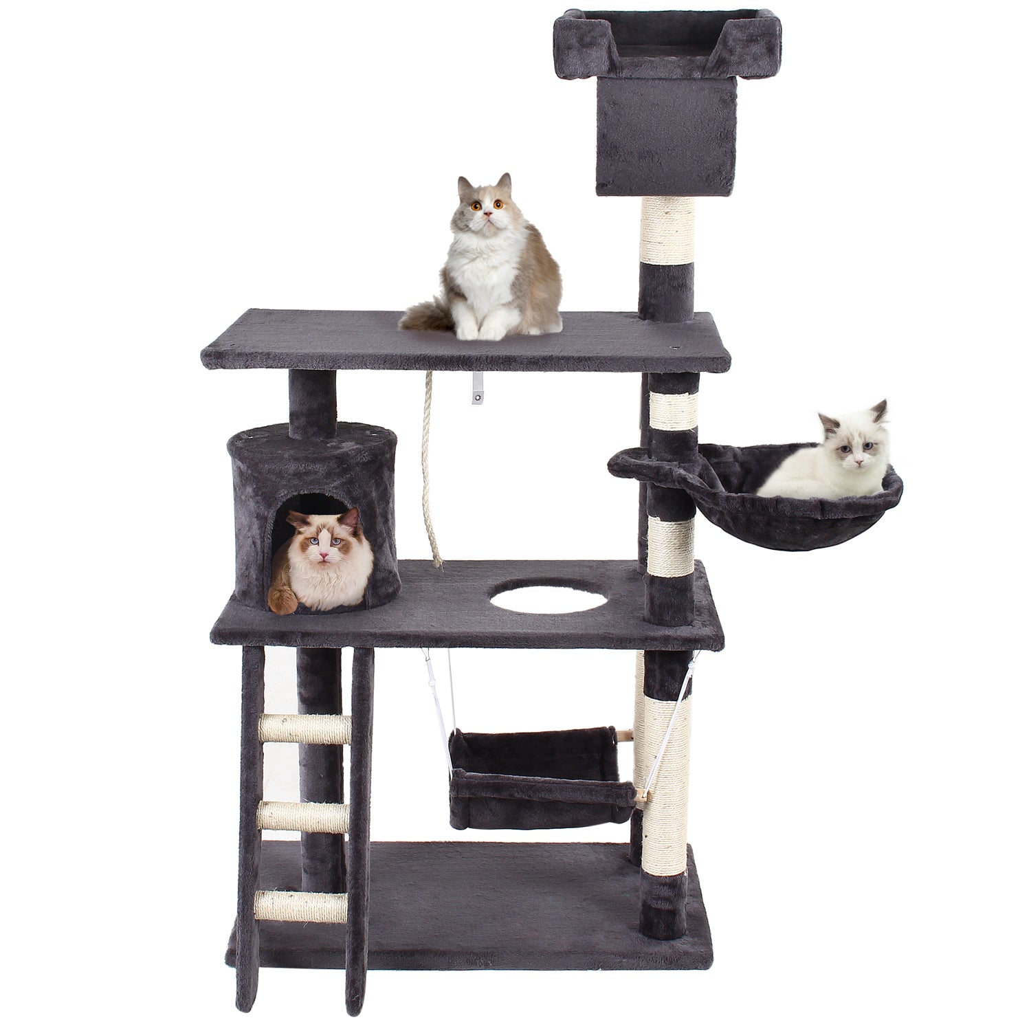 GRANDMA SHARK Cat Tree Tower - 75x40x143cm - Black