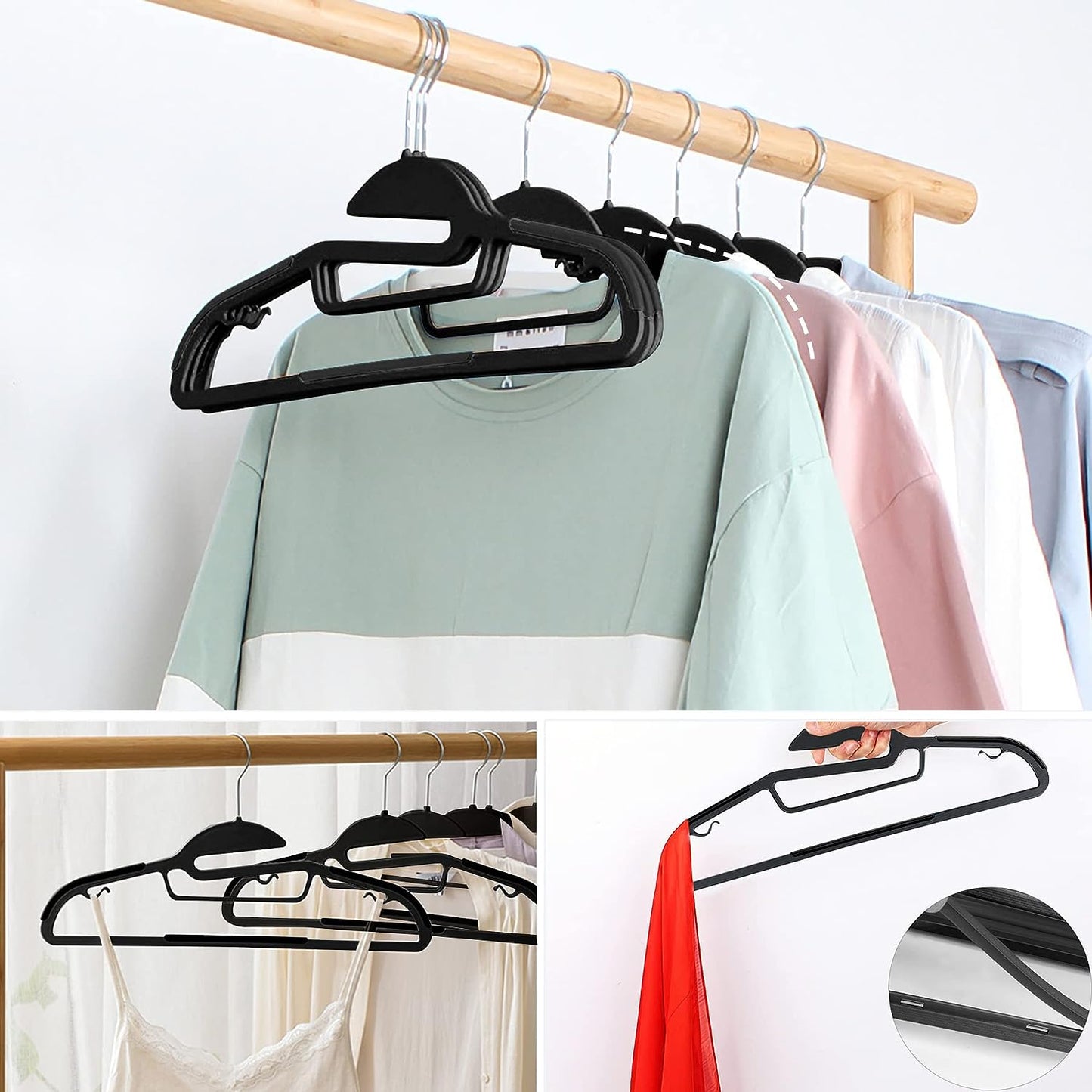 GRANDMA SHARK Non-Slip Clothes Hangers, Dual-Use Wet & Dry, Space Saving Coat Hanger