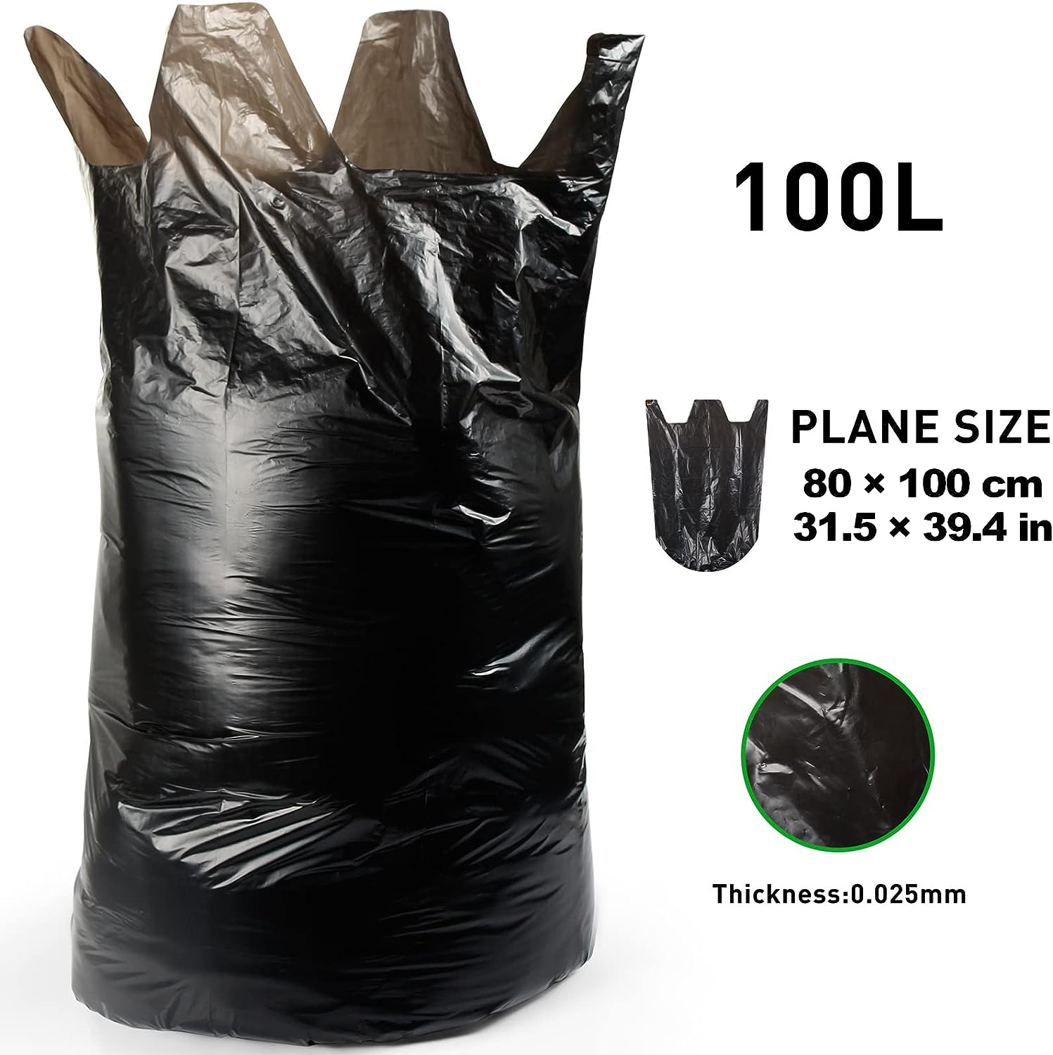 GRANDMA SHARK Heavy Duty Black Bin Bags - Super Strong, Large Capacity