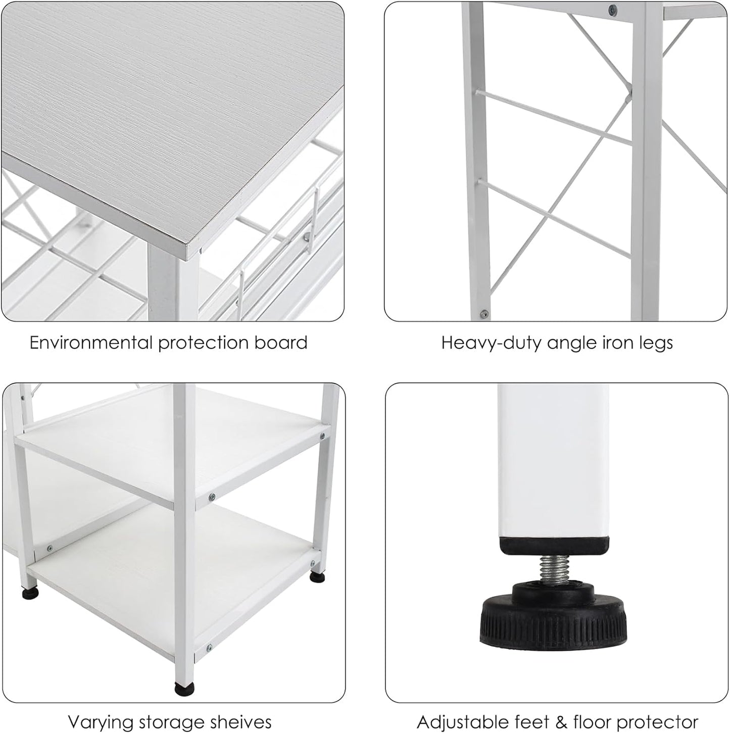 GRANDMA SHARK Kitchen Baker's Rack - Multifunctional Storage Shelves with Hooks and Grid Drawer