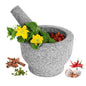 GRANDMA SHARK Mortar and Pestle Set - 14 cm Diameter Large Capacity Hard Granite Mortar