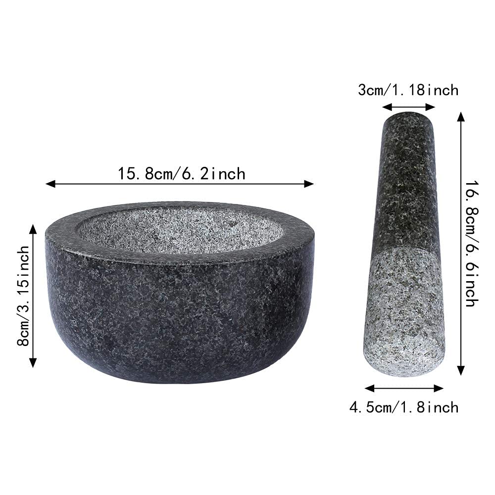 GRANDMA SHARK Large Granite Pestle and Mortar Set - Durable Spice Herb Crusher Grinder for Kitchen