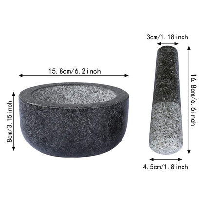 GRANDMA SHARK Large Granite Pestle and Mortar Set - Durable Spice Herb Crusher Grinder for Kitchen