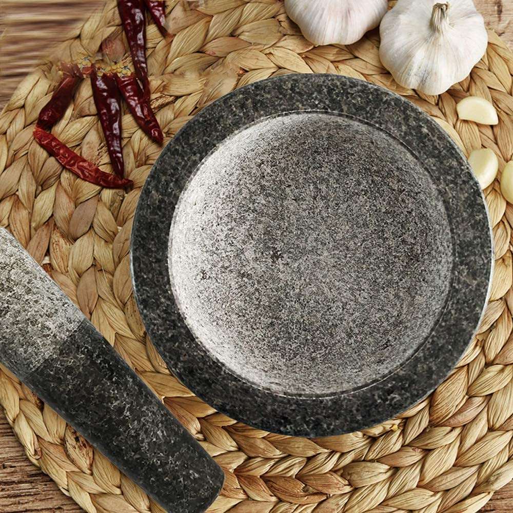 GRANDMA SHARK Large Granite Pestle and Mortar Set - Durable Spice Herb Crusher Grinder for Kitchen