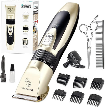 GRANDMA SHARK Professional Dog Grooming Kit - Rechargeable, Cordless, Low Noise