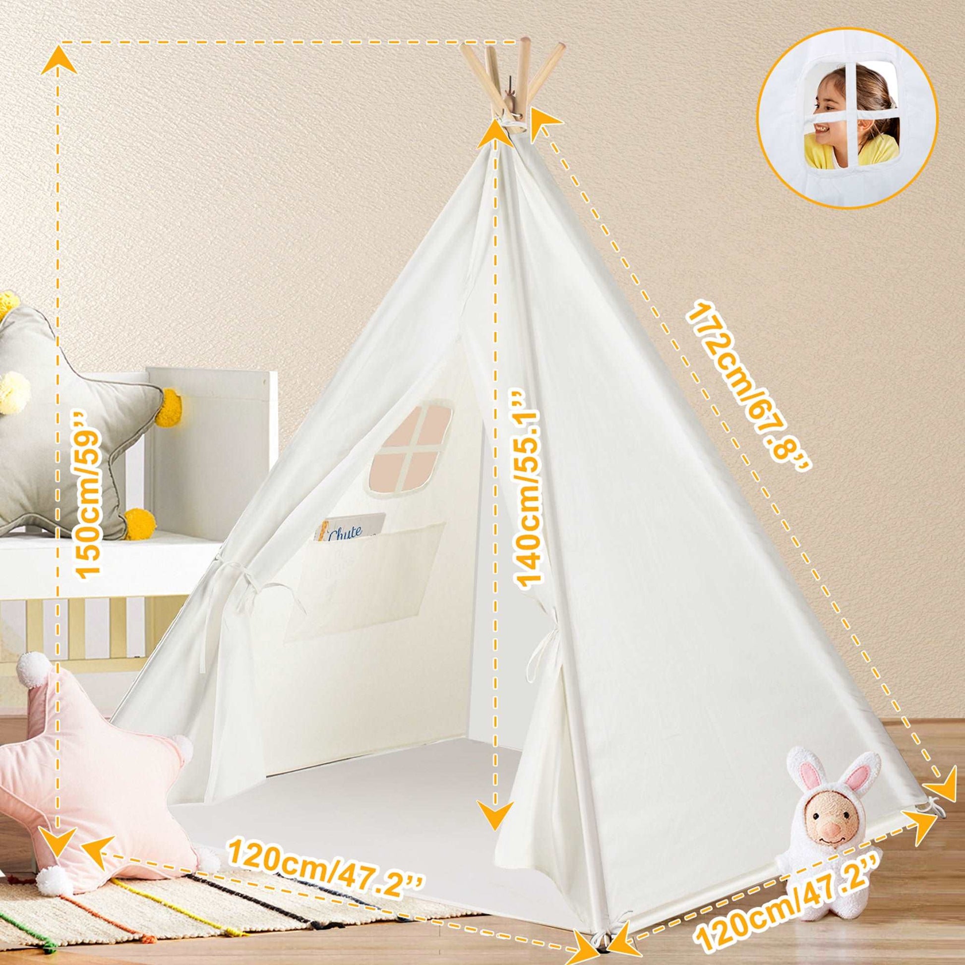 Teepee Tent for Kids, Portable Children's Play Tent with LED Fairy Lights