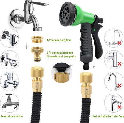 GRANDMA SHARK Upgraded Expandable Garden Hose - Multi-Mode Water Spray Gun, Durable and Flexible