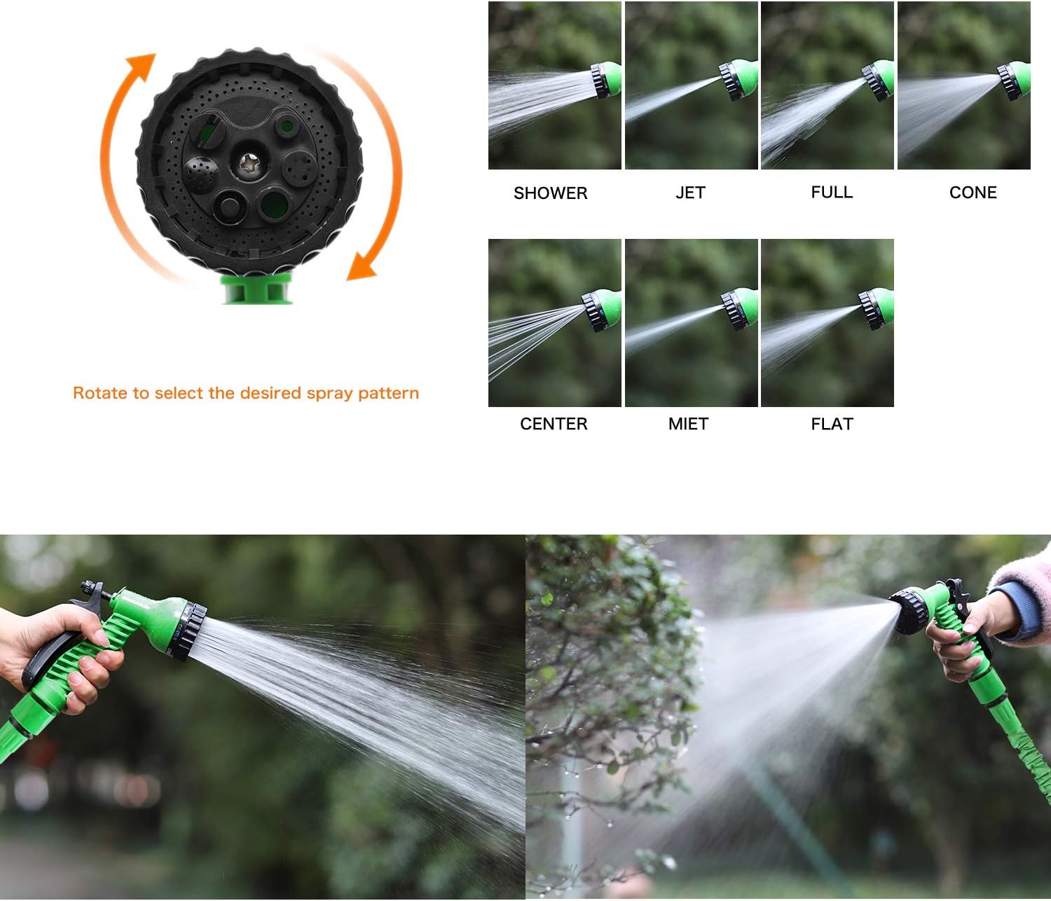 GRANDMA SHARK Garden Hose, Expandable Hose with 7 Modes Spray Gun, High-Quality Water Pipe