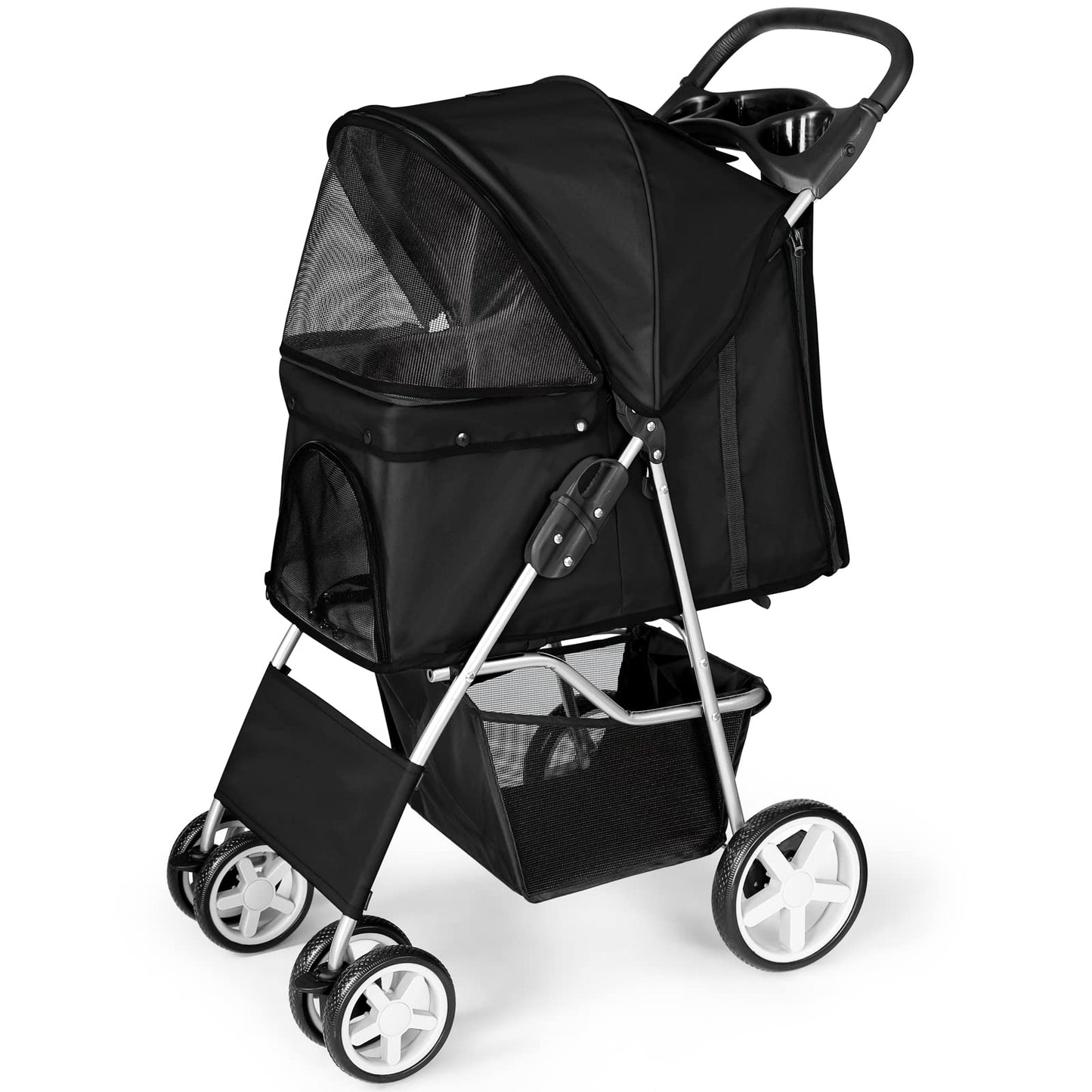 Pet Travel Stroller Dog Cat Pushchair Pram Jogger Buggy with 4 Wheels