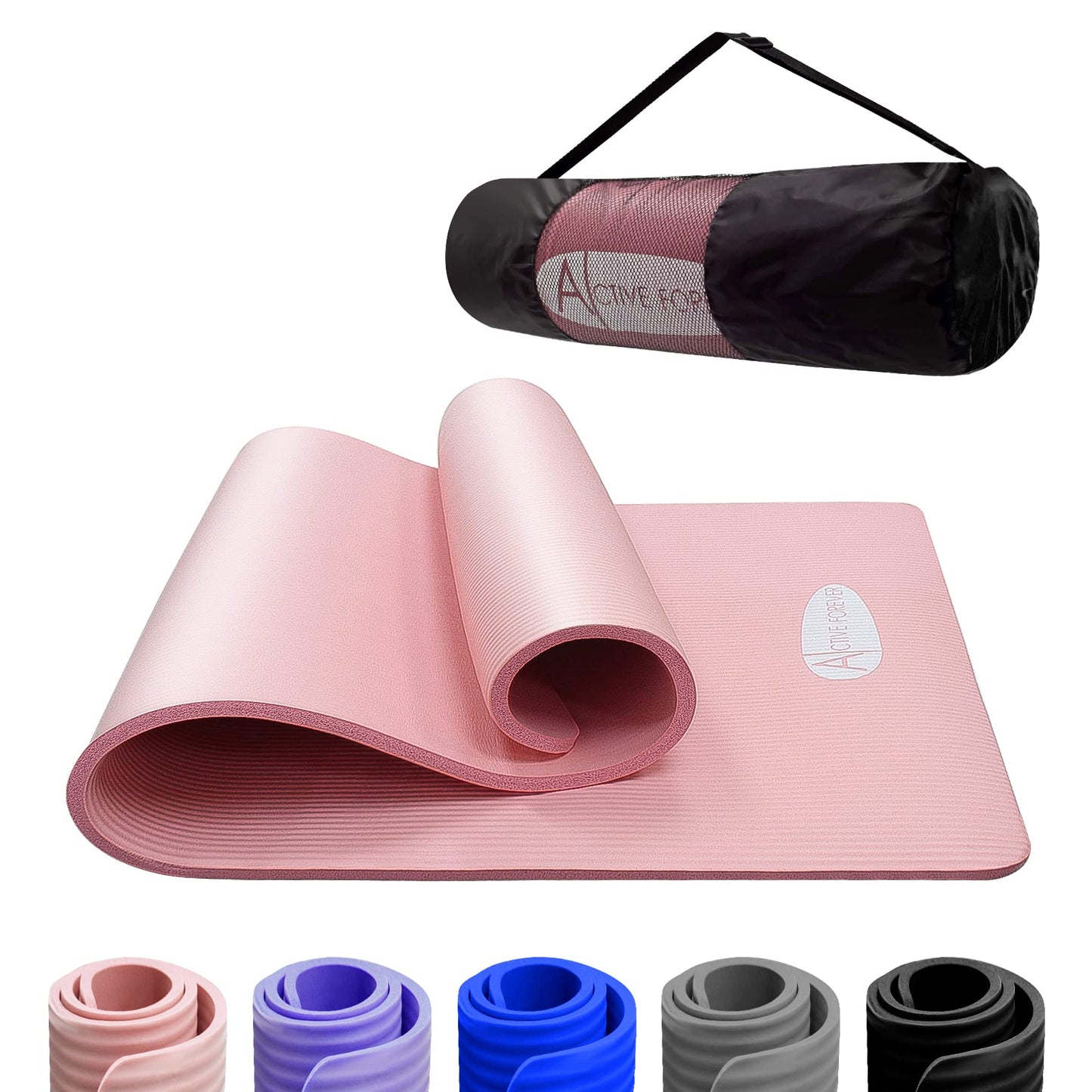 NBR Yoga Mat, Non Slip Exercise Mats with Bag, Thick Foam Mats Ideal for HIT Pilates Sit Ups Planks, Workouts Home Gym Equipment Accessory for Men Women, 190×60×1cm