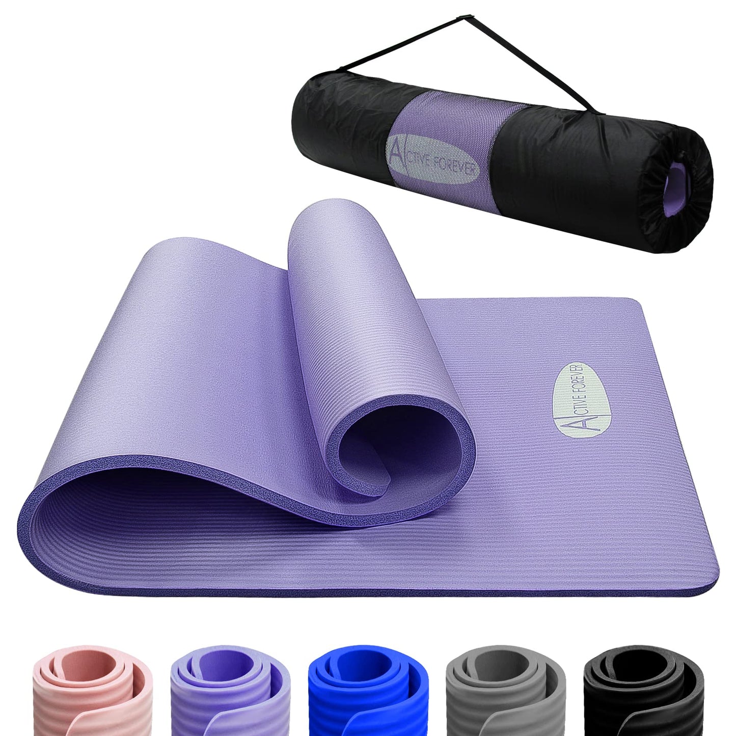 NBR Yoga Mat, Non Slip Exercise Mats with Bag, Thick Foam Mats Ideal for HIT Pilates Sit Ups Planks, Workouts Home Gym Equipment Accessory for Men Women, 190×100×1.5cm