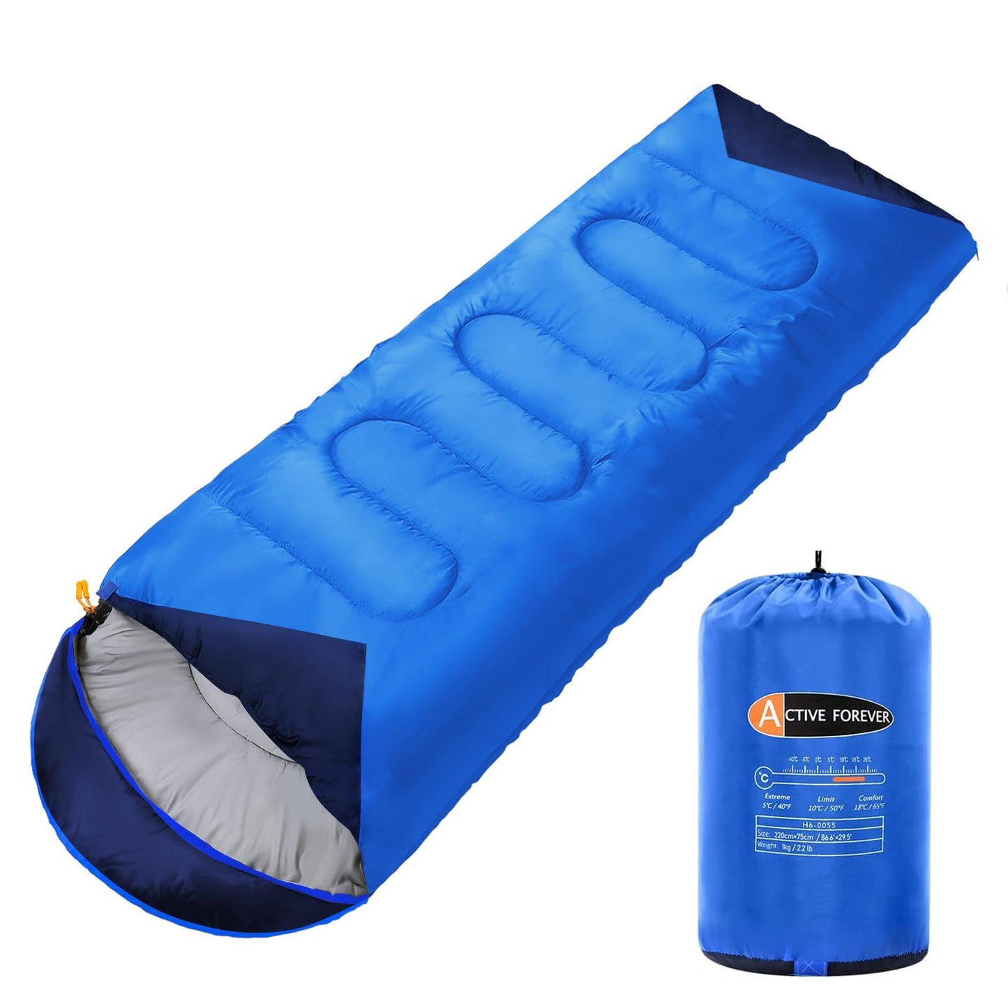 Rectangular Sleeping Bag 3 Seasons - Lightweight Camping Sleeping Bags for Kids and Adults Indoor & Outdoor, Sleeping bag with Compression Sack for Hiking Backpacking