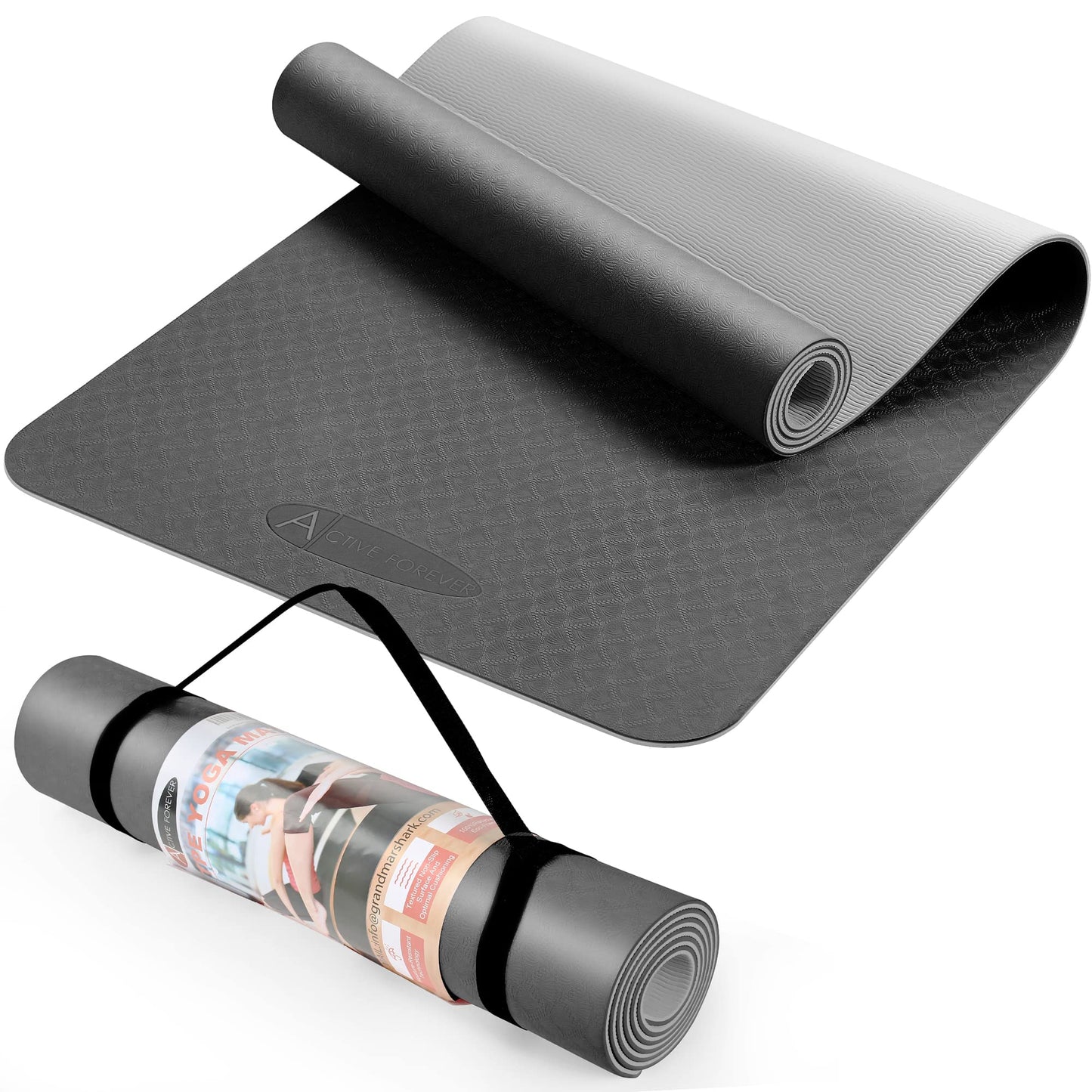 Yoga Mat for Women men, Non-Slip, TPE Exercise Mat With Carrying Straps, Workout Mat for Pilates, Stretching, Pilates, Home Gym -183 x 61 x 0.6 CM