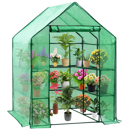 Greenhouse Portable Outdoor Small Green Houses with PE Cover,143 x 143 x 195 cm