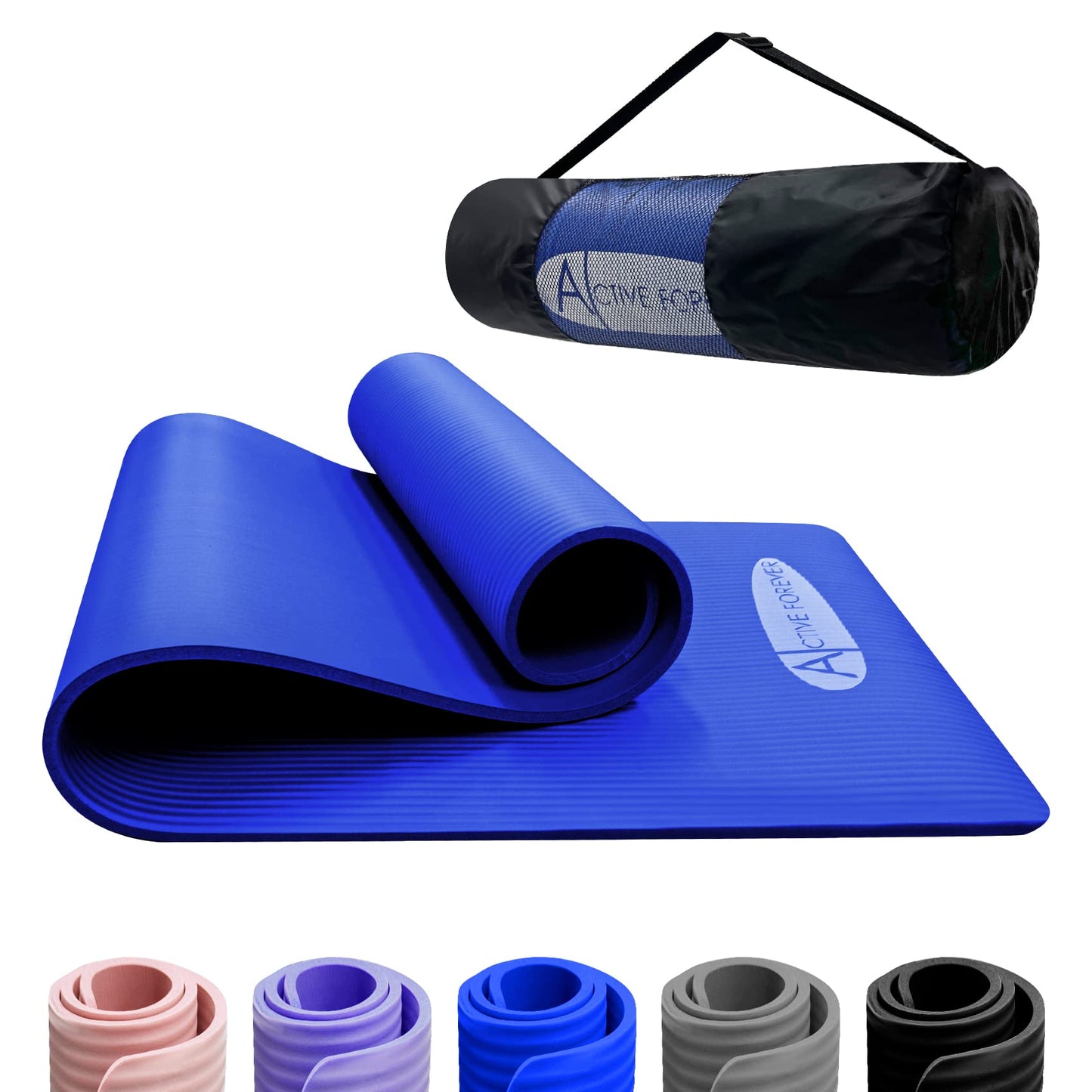 NBR Yoga Mat, Non Slip Exercise Mats with Bag, Thick Foam Mats Ideal for HIT Pilates Sit Ups Planks, Workouts Home Gym Equipment Accessory for Men Women, 190×60×1cm