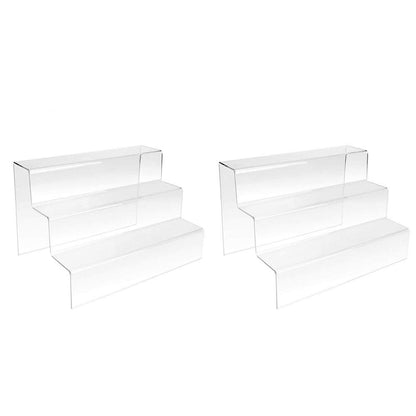 3 Step Acrylic Display Stand Counter Retail Riser Polish Plinth ，2 PACK(200 * 200 * 200mm)