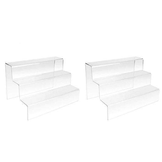 3 Step Acrylic Display Stand Counter Retail Riser Polish Plinth ，2 PACK(200 * 200 * 200mm)