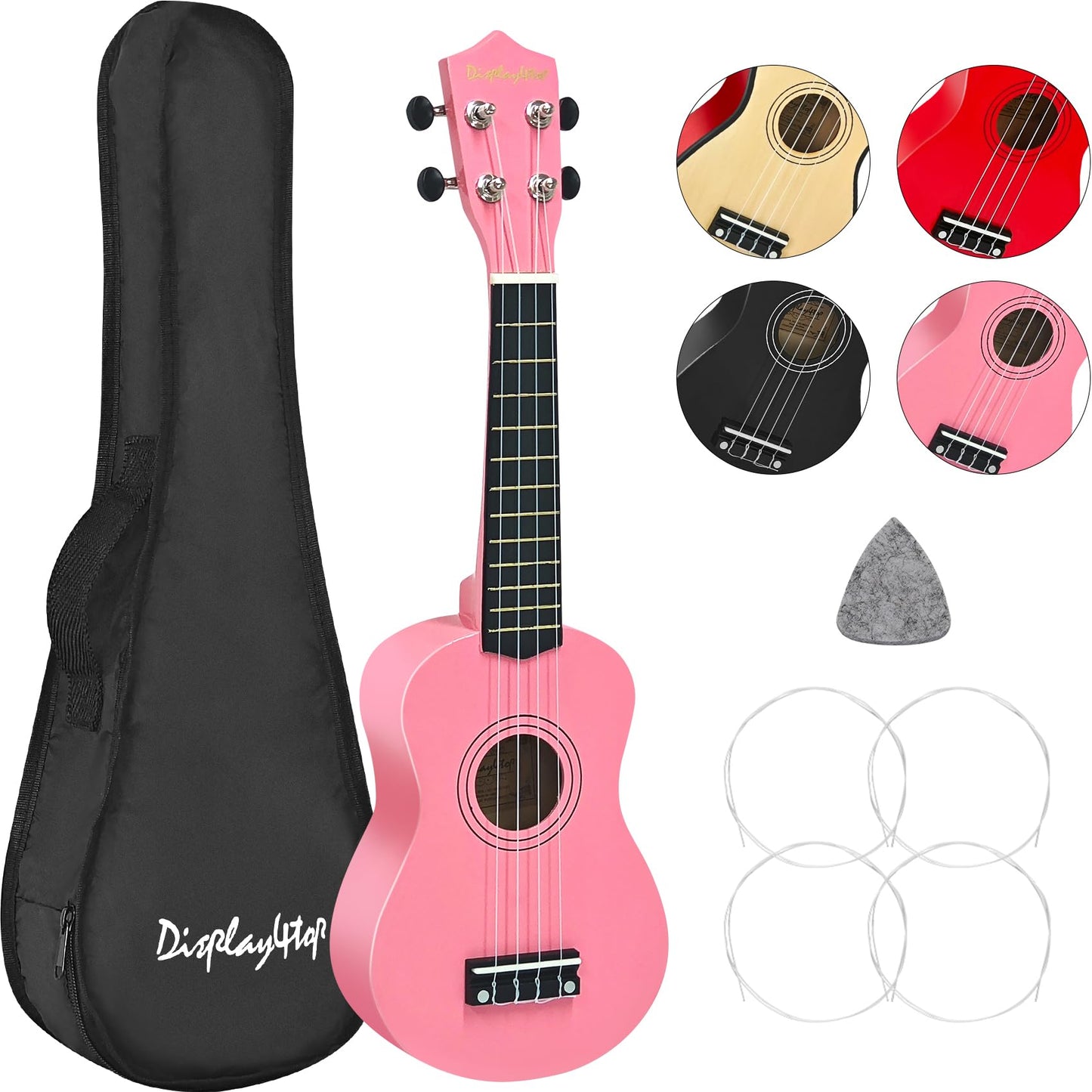 21 Inch Soprano Ukulele,Professonial Ukele for Kids Bundle with Gig Bag, Picks,Extra Strings