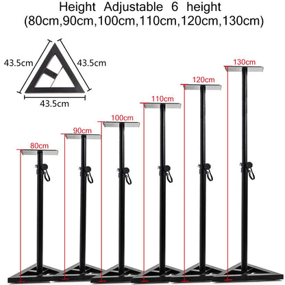 Adjustable 6 height (80 cm, 90 cm,100 cm',110 cm', 120 cm,130 cm) Floor Speaker Stand for Studio Monitor Speaker Stands Heavy Duty Metal Triangle Pair Steel Stands,2pcs