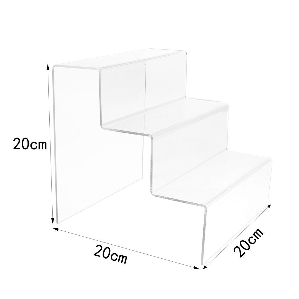 3 Step Acrylic Display Stand Counter Retail Riser Polish Plinth ，2 PACK(200 * 200 * 200mm)