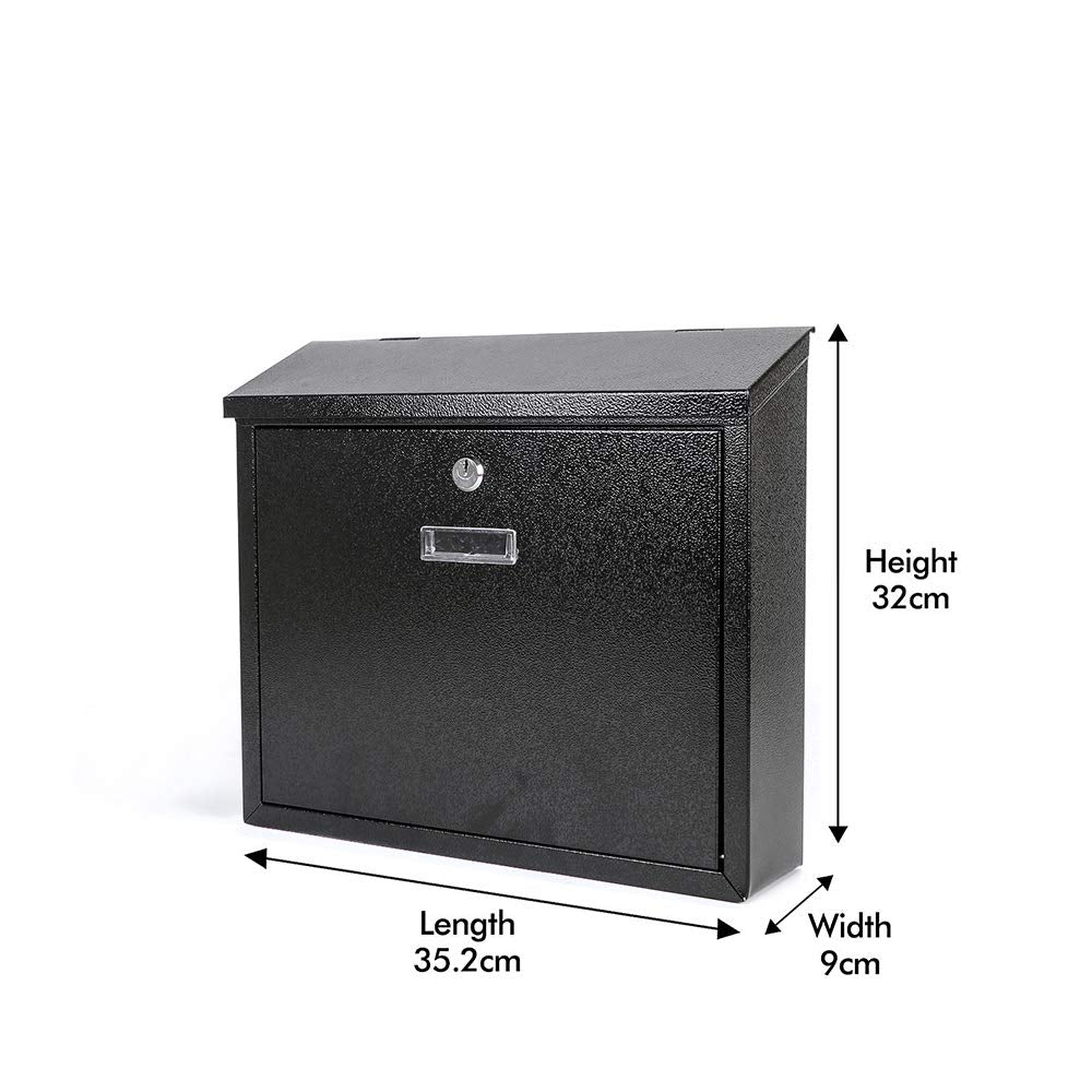 Lockable Letter box | Post box | Mail box with Cover Outdoor Wall Mounted Mail box - Black