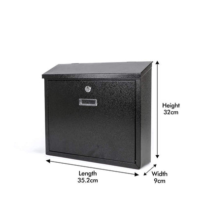 Lockable Letter box | Post box | Mail box with Cover Outdoor Wall Mounted Mail box - Black