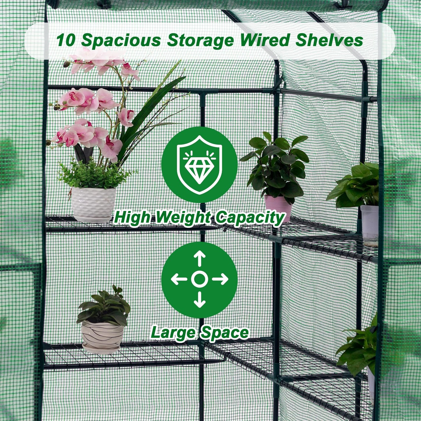 Greenhouse Portable Outdoor Small Green Houses with PE Cover,143 x 143 x 195 cm