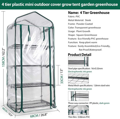 Mini Greenhouse,Small Plant Greenhouses,With Transparent Plastic PVC Cover, Indoor outdoor tent garden greenhouse (68 x 48 x 158cm)