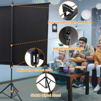 60" Portable Projector Screen,4:3 Portable Foldable For Home Theater Cinema Indoor Outdoor Projector Movie Screen,Screen:122cm(W) x 91cm(H) (60" Portable Tripod)