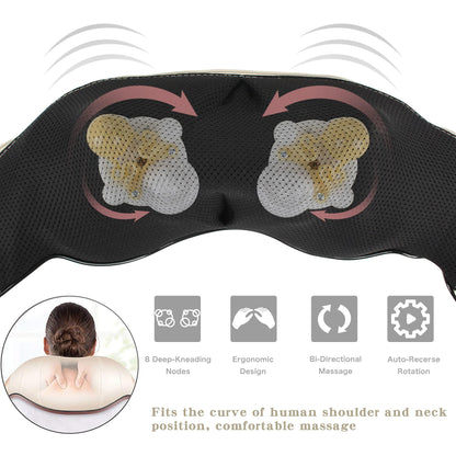 Shiatsu Shoulder massager, Back and Neck Massager with Heating function, 3D Deep Kneading Massager with Adjustable Speed, Massager can Relieve Muscle Pain