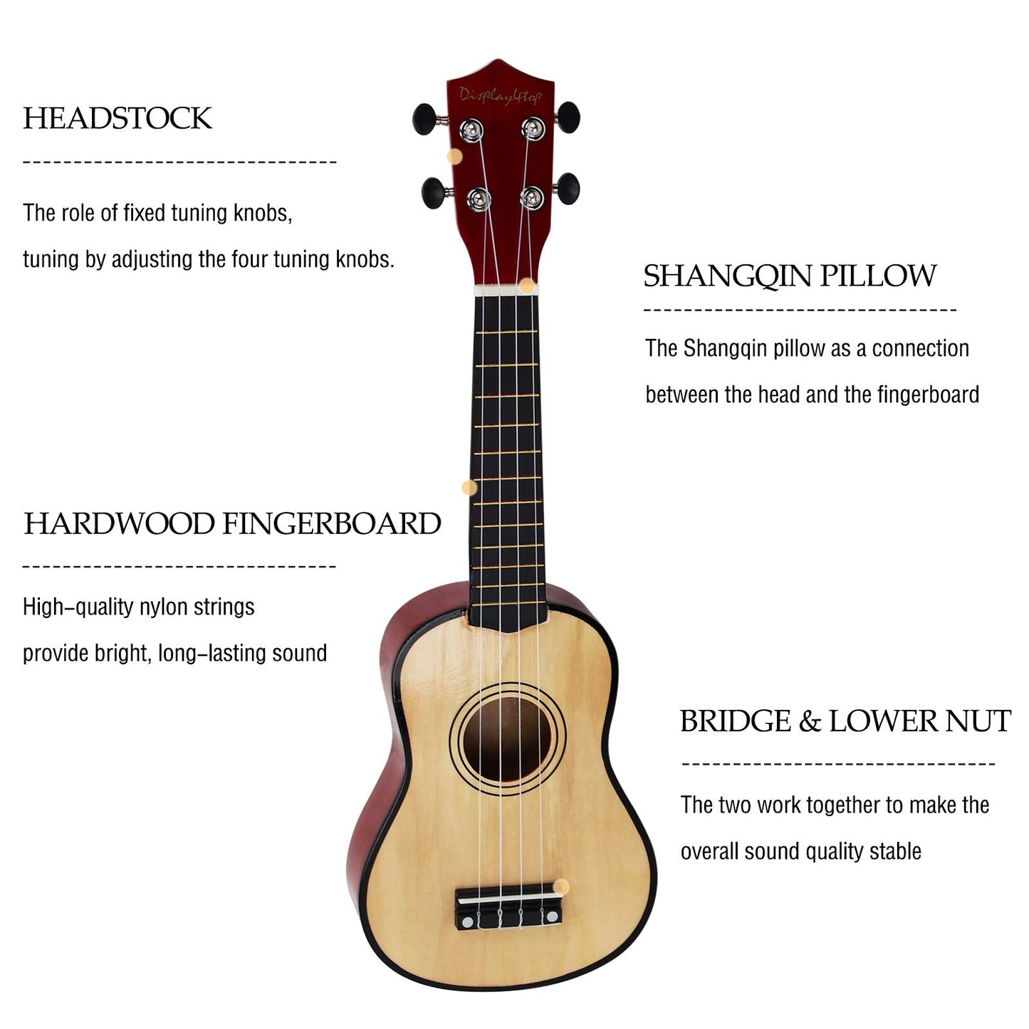 21 Inch Soprano Ukulele,Professonial Ukele for Kids Bundle with Gig Bag, Picks,Extra Strings