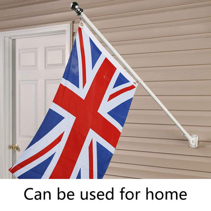 6ft Aluminium Flag Pole Kit With Adjustable 180 Degree Wall Bracket + 1PC Flag (British flag)