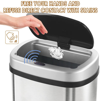 Stainless Steel Automatic Touchless Kitchen Bathroom Sensor Bin,Trash Can,Touch Bin (58LRound)